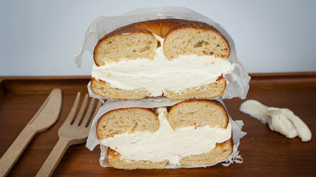 kosher bagel with cream cheese