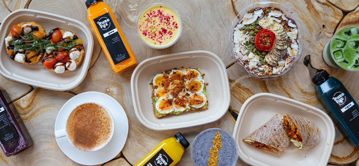 healthy spread of juice and foods from PureFyx in Cleveland