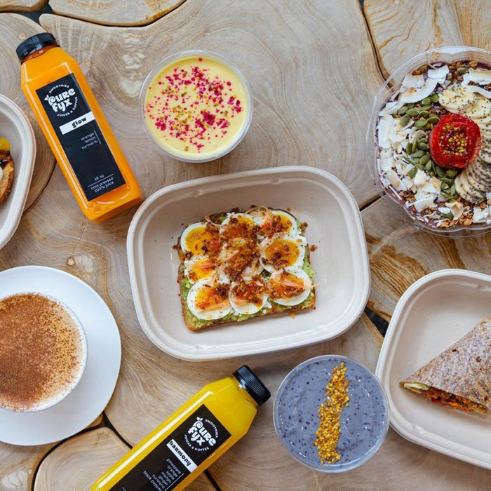 healthy spread of juice and foods from PureFyx in Cleveland