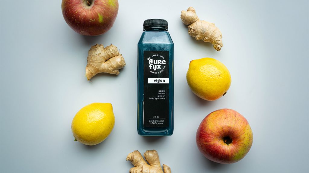vigor cold-pressed juice with fresh ingredients
