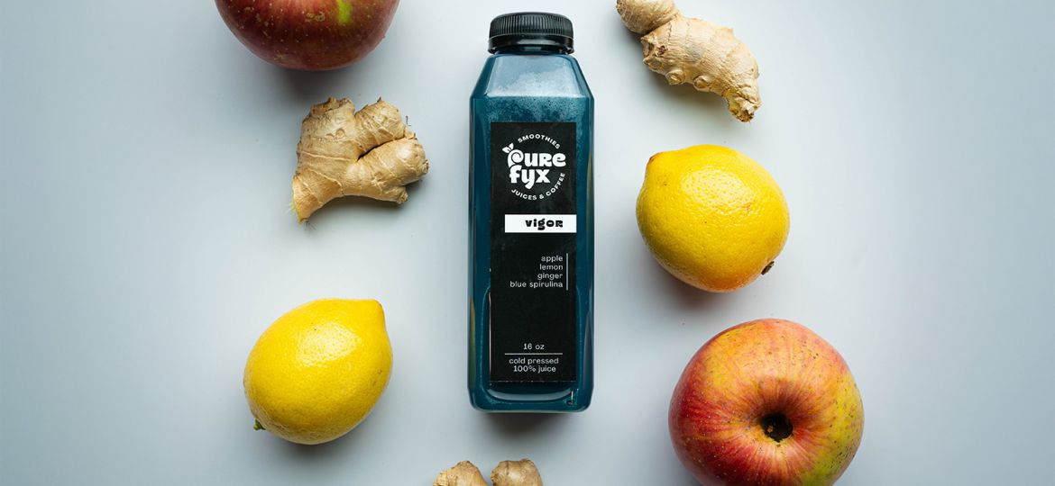 vigor cold-pressed juice with fresh ingredients