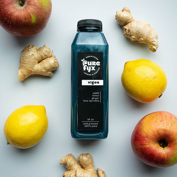 vigor cold-pressed juice with fresh ingredients